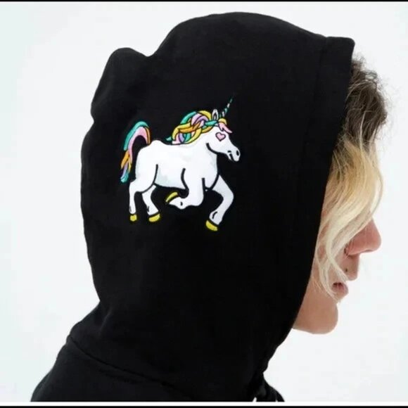 RIPNDIP Rip n Dip Nermland Unicorn Embroidered Hoodie Black Large RARE - Picture 3 of 6